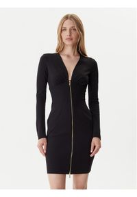 Just Cavalli Sukienka dzianinowa 79PAO937 J0092 Czarny Slim Fit. Kolor: czarny. Materiał: syntetyk