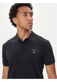 Napapijri Polo Elbas NP0A4GDL Czarny Regular Fit. Typ kołnierza: polo. Kolor: czarny. Materiał: bawełna #5