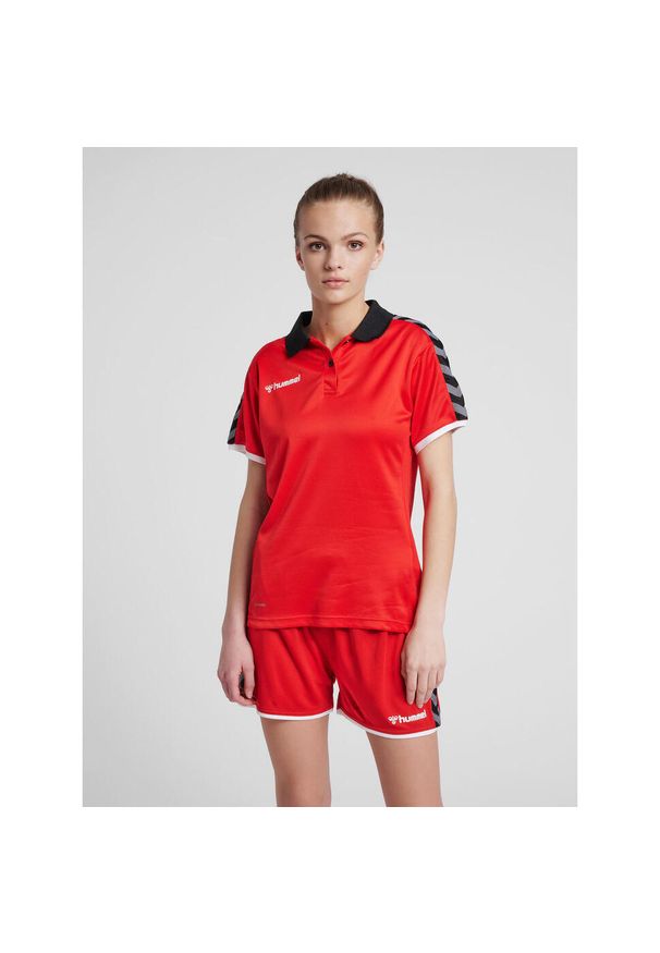 Damska koszulka polo Hummel hmlAUTHENTIC Functional. Typ kołnierza: polo. Kolor: czerwony, wielokolorowy, różowy. Styl: elegancki