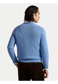 Polo Ralph Lauren Sweter 710810846038 Błękitny Regular Fit. Typ kołnierza: polo. Kolor: niebieski. Materiał: bawełna #6