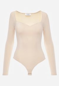 Renee - Beżowe Body z Kwadratowym Dekoltem Macotte. Typ kołnierza: dekolt kwadratowy. Kolor: beżowy. Materiał: wiskoza, materiał, jeans, skóra. Długość rękawa: długi rękaw. Długość: długie. Styl: elegancki #4