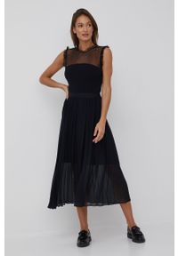 Sisley spódnica kolor czarny midi rozkloszowana. Kolor: czarny. Materiał: tkanina