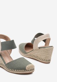 Renee - Zielone Sandały Espadryle na Plecionym Koturnie Batulia. Kolor: zielony. Sezon: lato. Obcas: na koturnie. Styl: elegancki #2