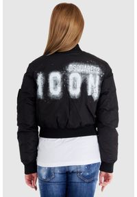 DSQUARED2 Czarna kurtka damska icon bomber, Rozmiar 42. Kolor: czarny. Materiał: puch