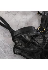 Intica - Body z siateczki z okrągłymi klamrami na wieczorne wyjścia Salvatora. Kolor: czarny. Materiał: materiał #9