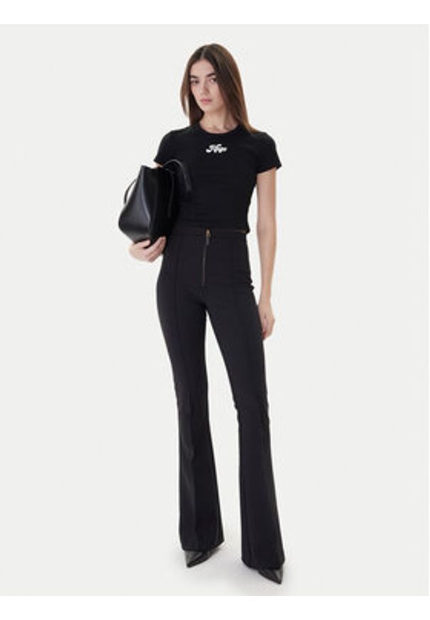 Hugo - HUGO T-Shirt Delanor_2 50539132 Czarny Cropped Fit. Kolor: czarny. Materiał: bawełna