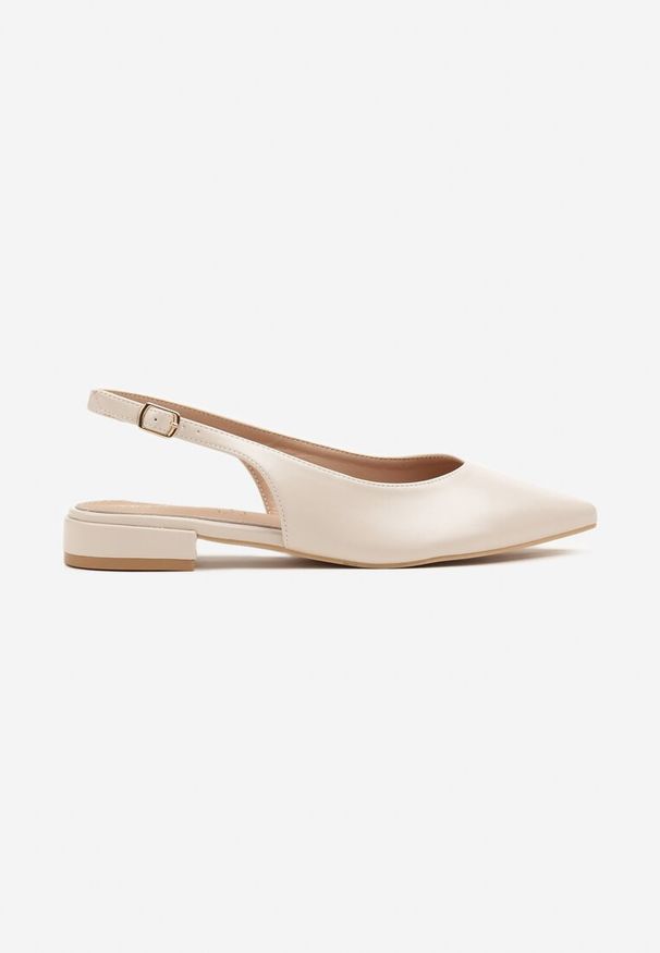 Renee - Beżowe Sandały Slingback Vices z Wkładką ze Skóry Naturalnej Lisanilis. Okazja: na spotkanie biznesowe, na spacer. Zapięcie: pasek. Kolor: beżowy. Materiał: skóra. Obcas: na obcasie. Styl: biznesowy