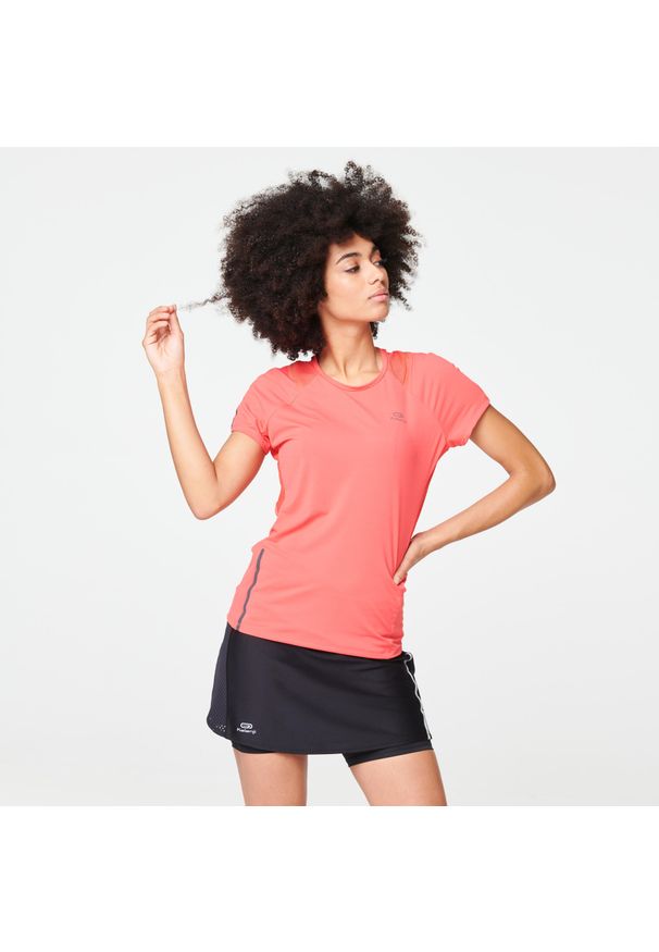 KALENJI - Koszulka do biegania damska Kalenji Run Dry+. Kolor: różowy, wielokolorowy, pomarańczowy. Materiał: materiał, poliester, elastan. Sport: bieganie