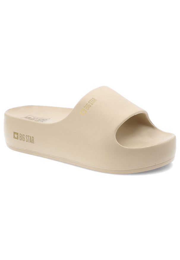 Big-Star - Beżowe Klapki Big Star Wygodne Obuwie Damskie Na Platformie. Okazja: na plażę, na co dzień. Kolor: beżowy. Sezon: lato. Obcas: na platformie. Styl: casual