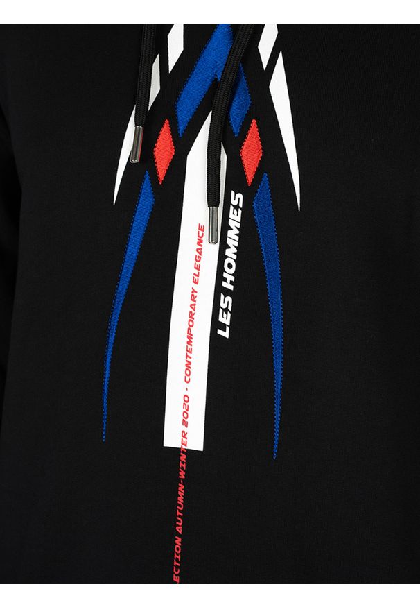 Les Hommes Bluza "Speed" | LJH401-753E | Hoodie Speed | Mężczyzna | Czarny. Okazja: na co dzień. Typ kołnierza: kaptur. Kolor: czarny. Materiał: bawełna. Wzór: nadruk. Styl: casual