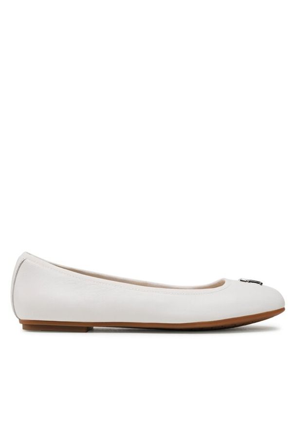 TOMMY HILFIGER - Tommy Hilfiger Baleriny Round Th Ballerina FW0FW07132 Biały. Kolor: biały. Materiał: skóra