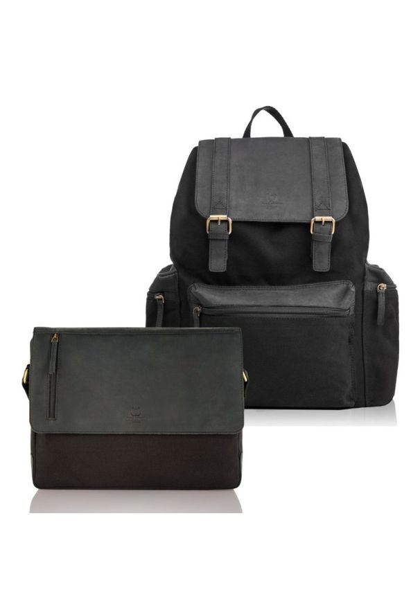 Zestaw męski PAOLO PERUZZI ZUP-73-BL czarny. Kolor: czarny. Materiał: materiał. Wzór: aplikacja. Styl: vintage, klasyczny