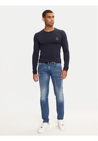 VERSACE - Versace Longsleeve AUU01007 1A1001 Granatowy Regular Fit. Kolor: niebieski. Materiał: bawełna. Długość rękawa: długi rękaw #3