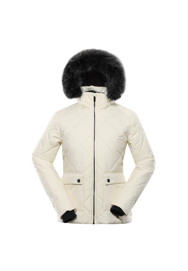 ALPINE PRO - Kurtka uniwersalna damska Alpine Pro Lodera. Typ kołnierza: kaptur. Kolor: beżowy. Materiał: syntetyk. Sport: turystyka piesza