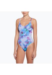 Strój pływacki jednoczęściowy damski Nike Floral Blur V-Neck. Kolor: niebieski