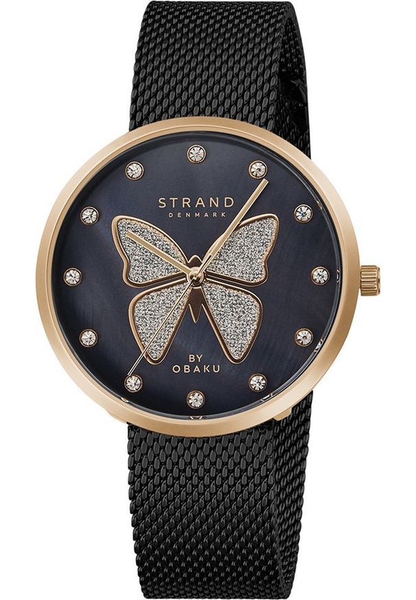 Zegarek Strand Zegarek damski Strand S700LXVBMB-DB CYRKONIE czarny. Kolor: czarny