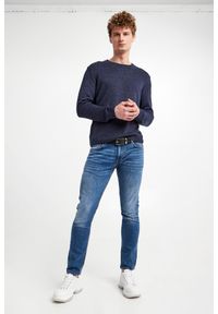 Sweter męski Mendor JOOP!. Materiał: bawełna, prążkowany, materiał, jeans, len, dzianina. Wzór: ze splotem, aplikacja