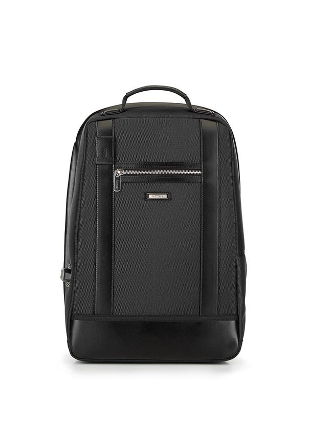 Wittchen - Męski plecak na laptopa 13/14" z przeszyciami. Kolor: czarny. Materiał: nylon
