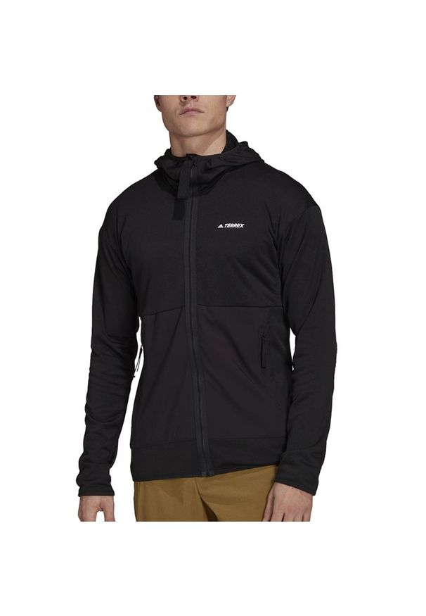 Adidas - adidas Terrex Tech Fleece Lite Hooded Hiking Jacket > GI7313. Materiał: elastan, materiał, polar, tkanina, poliester. Wzór: ze splotem. Styl: klasyczny