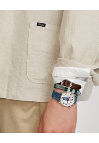 Ralph Lauren - RALPH LAUREN - Beżowa koszula z lnu Classic Fit. Typ kołnierza: polo. Kolor: beżowy. Materiał: len. Wzór: aplikacja #4
