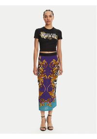 Versace Jeans Couture T-Shirt 78HAHC05 Czarny Slim Fit. Kolor: czarny. Materiał: bawełna #4