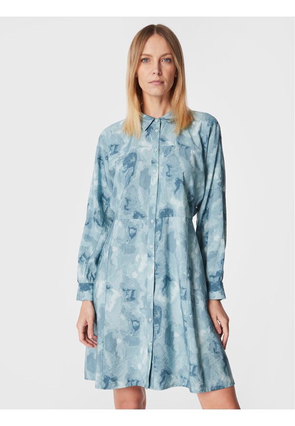 Moss Copenhagen Sukienka koszulowa Annalise 17211 Niebieski Regular Fit. Kolor: niebieski. Materiał: wiskoza. Typ sukienki: koszulowe