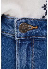 Lee szorty jeansowe damskie kolor granatowy high waist. Okazja: na co dzień. Stan: podwyższony. Kolor: niebieski. Materiał: jeans. Styl: casual