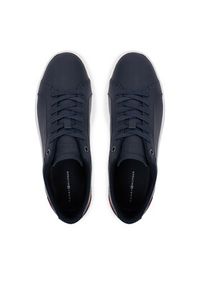 TOMMY HILFIGER - Tommy Hilfiger Sneakersy Th Court Premium FM0FM05879 Granatowy. Kolor: niebieski. Materiał: skóra #3