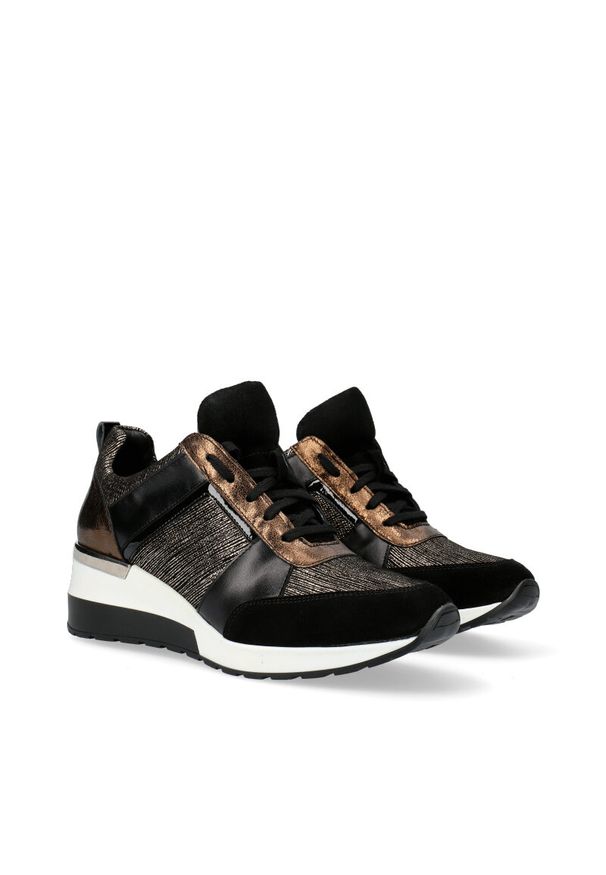 Arturo Vicci - Sneakersy czarno złote. Kolor: czarny. Materiał: skóra