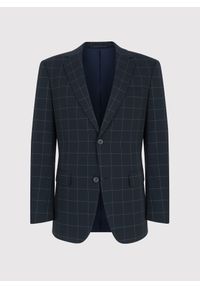 Pako Lorente - PAKO LORENTE – Granatowa marynarka garniturowa w kratę. Kolor: niebieski. Materiał: poliester, wiskoza, elastan. Wzór: kratka. Styl: klasyczny #3