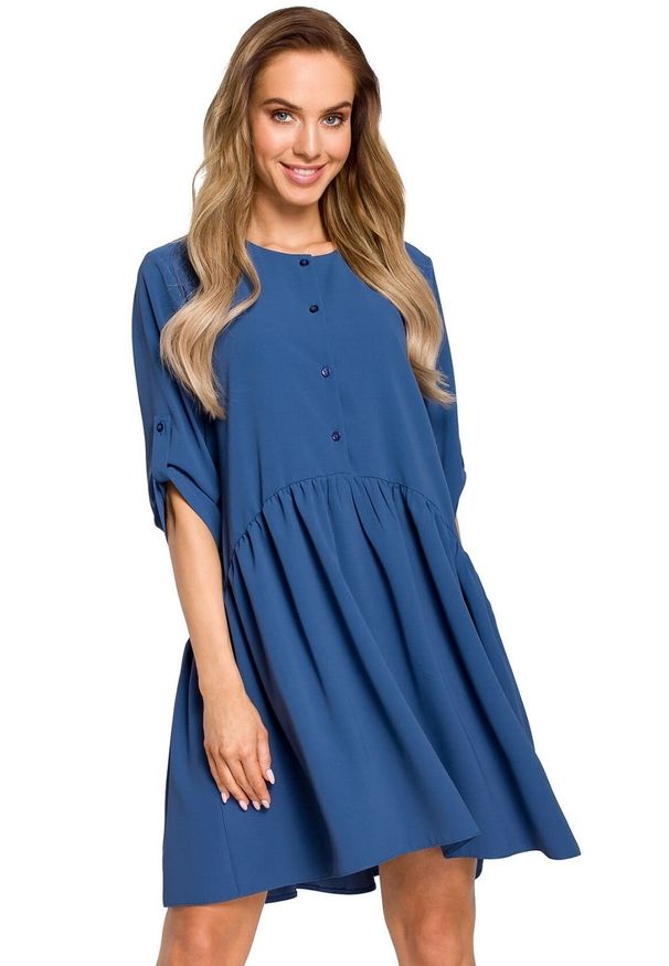 MOE - Sukienka tunika oversize z podpinanymi rękawami. Materiał: elastan, materiał. Typ sukienki: oversize