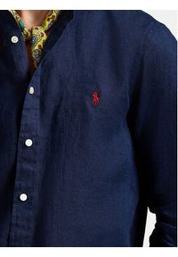 Polo Ralph Lauren Koszula 710968925002 Granatowy Slim Fit. Typ kołnierza: polo. Kolor: niebieski. Materiał: len #4