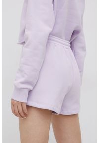 OCAY Szorty bawełniane damskie kolor fioletowy gładkie high waist. Okazja: na co dzień. Stan: podwyższony. Kolor: fioletowy. Materiał: bawełna. Wzór: gładki. Styl: casual #2