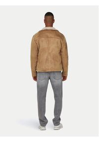 Only & Sons Kurtka z imitacji skóry 22026162 Beżowy Regular Fit. Kolor: beżowy. Materiał: skóra #2