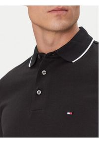 TOMMY HILFIGER - Tommy Hilfiger Polo Flag Cuff MW0MW38458 Czarny Slim Fit. Typ kołnierza: polo. Kolor: czarny. Materiał: bawełna