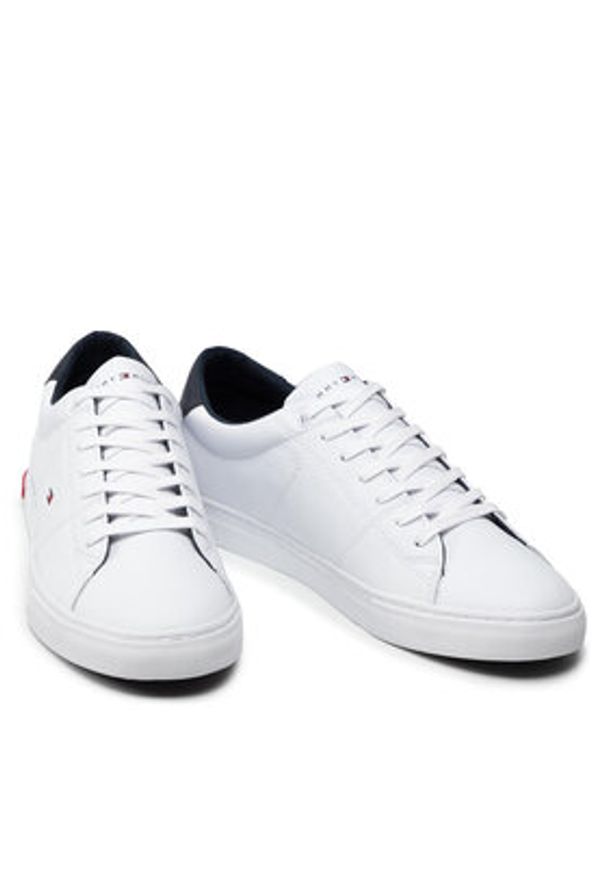 TOMMY HILFIGER - Tommy Hilfiger Sneakersy Essential Leather Detail Vulc FM0FM04047 Biały. Kolor: biały. Materiał: skóra
