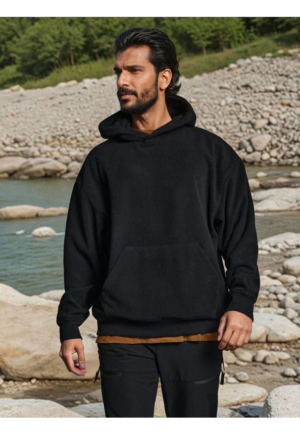 Sinsay - Bluza hoodie - czarny. Kolor: czarny