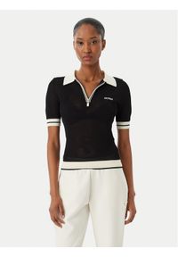 Guess Polo V6GR04 Z0725 Czarny Regular Fit. Typ kołnierza: polo. Kolor: czarny. Materiał: wiskoza, syntetyk #1