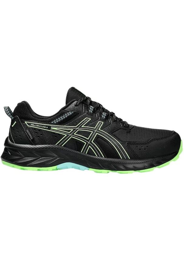 Buty do biegania Asics Gek Venture 9 Waterproof M 1011B705 002 czarne. Zapięcie: sznurówki. Kolor: czarny. Materiał: materiał, syntetyk. Szerokość cholewki: normalna