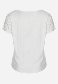 Born2be - Biały T-shirt Koszulka z Krótkim Rękawem o Ażurowym Wykończeniu Meaara. Okazja: na spotkanie biznesowe, na co dzień. Kolekcja: plus size. Kolor: biały. Długość rękawa: krótki rękaw. Długość: krótkie. Wzór: ażurowy. Sezon: lato. Styl: casual, klasyczny, biznesowy #7