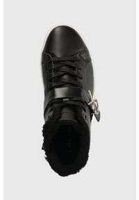 Calvin Klein trampki skórzane FLATFORM CUPSOLE HIGHTOP W/HW WL damskie kolor czarny HW0HW01667. Nosek buta: okrągły. Zapięcie: sznurówki. Kolor: czarny. Materiał: skóra #4