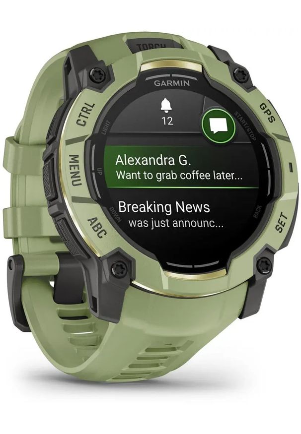 GARMIN - Zegarek sportowy Garmin Instinct 3 AMOLED - 50mm Zielony (010-03020-02). Kolor: zielony. Styl: sportowy