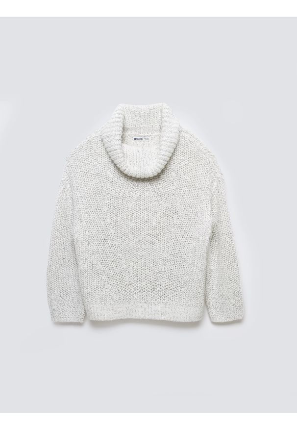 Big-Star - Sweter damski z obszernym golfem melanżowy biały Magdalena 100. Typ kołnierza: golf. Kolor: biały. Materiał: wełna, denim, materiał. Wzór: melanż. Styl: klasyczny, elegancki