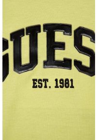 Guess t-shirt bawełniany dziecięcy kolor zielony wzorzysty. Okazja: na co dzień. Kolor: zielony. Materiał: bawełna. Wzór: haft. Styl: casual #3