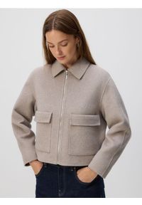 Reserved - Kurtka z wełną - beżowy. Kolor: beżowy. Materiał: wełna #1