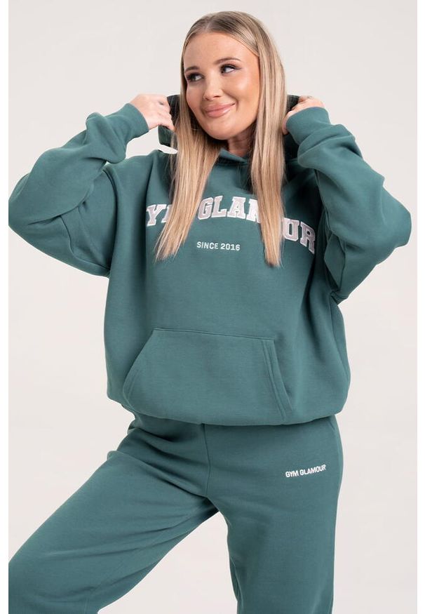 GYM GLAMOUR - Bluza fitness damska Gym Glamour college. Kolor: niebieski. Sport: fitness