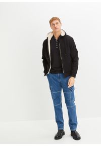 bonprix - Shirt z dekoltem henley, z bawełny organicznej, Slim Fit. Typ kołnierza: typu henley. Kolor: czarny. Materiał: bawełna. Długość rękawa: długi rękaw. Długość: długie #3