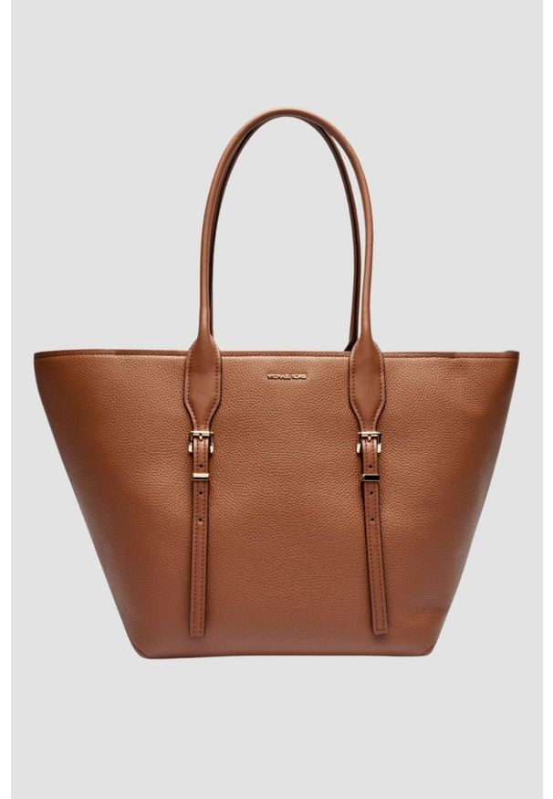 Michael Kors - MICHAEL KORS Brązowa shopperka skórzana. Kolor: brązowy. Materiał: skórzane. Styl: klasyczny, casual, elegancki