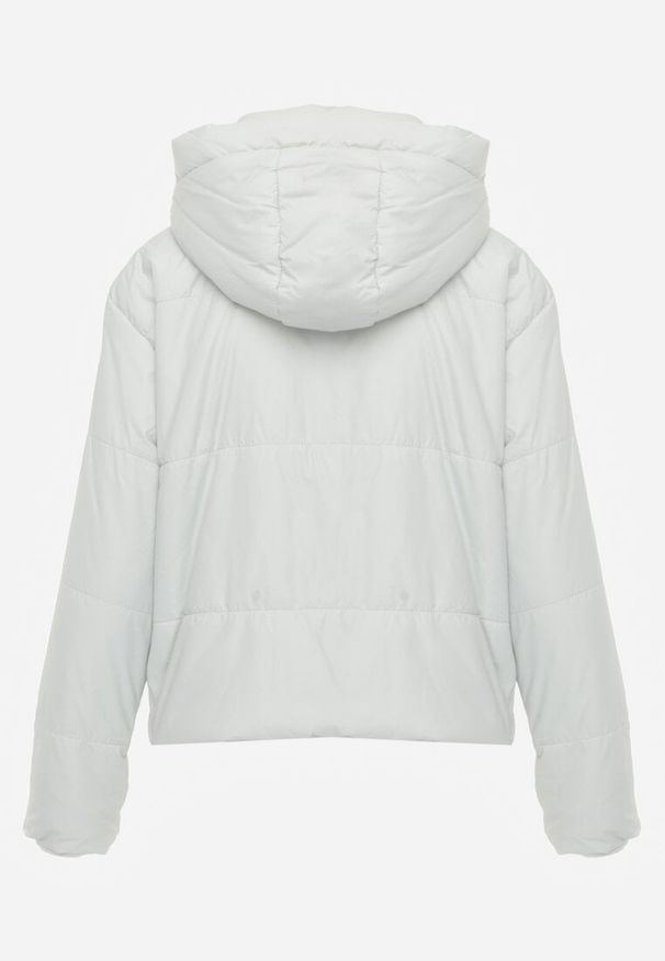 Renee - Miętowa Kurtka z Szerokim Pikowaniem i Nieodpinanym Kapturem Ninilira. Okazja: na spacer. Kolor: miętowy. Materiał: jeans