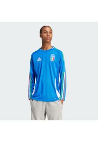 Adidas - Koszulka Italy 24 Long Sleeve Home. Kolor: niebieski. Materiał: materiał. Długość rękawa: długi rękaw #1